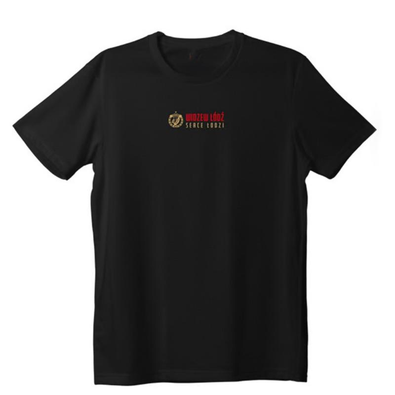 Widzew Łódź Men's T-Shirt Minimal Chest Logo Print Multi Color Loose Fit Crew Neck Casual Top for Poland Football Fans