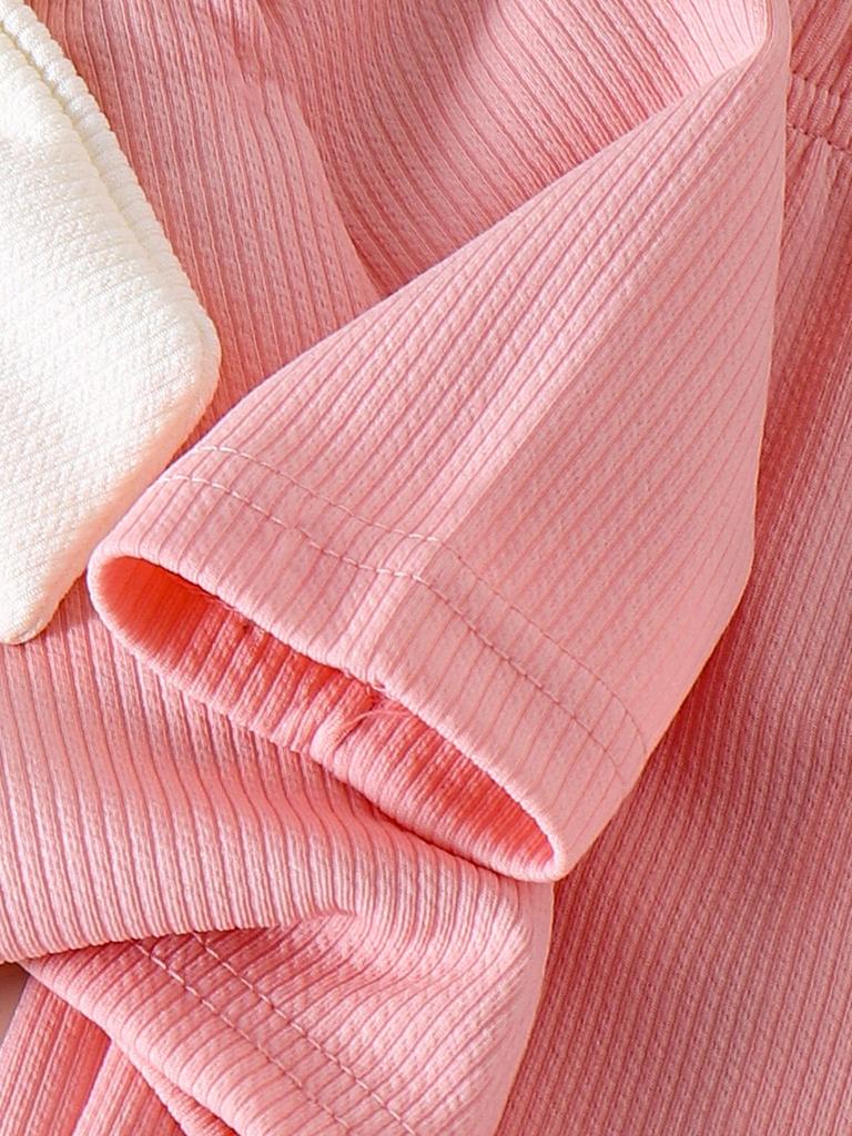 Pink Long-Sleeve Shirt & Pants Set for Girls - European & American Style