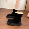 Large Size Snow Boots Women's Winter New Suede Retro Short Boots Women's Velvet Thickened Warm Women's Boots
