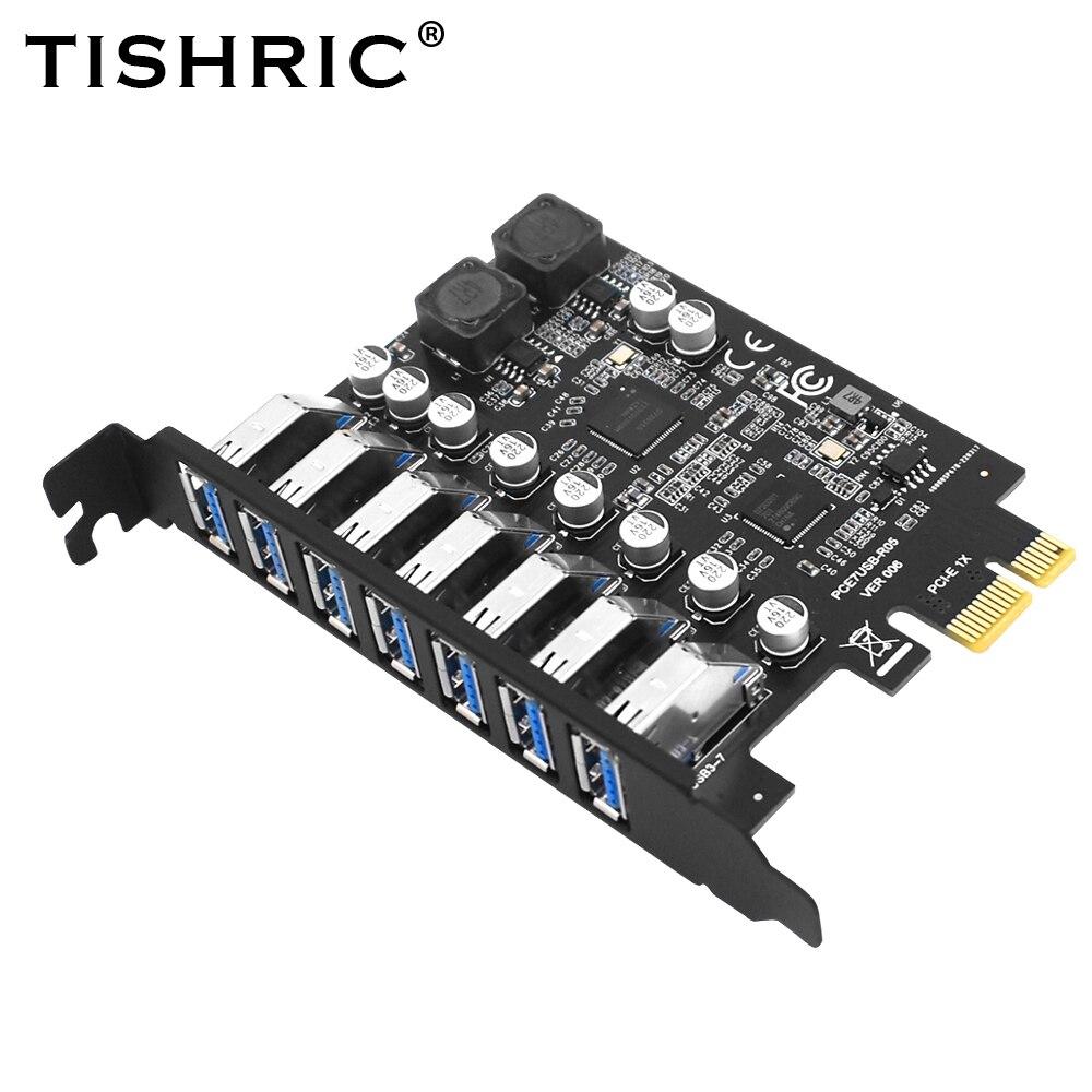 

TISHRIC PCI Express Multiplier PCIE 1x-7 USB-адаптер PCIE 1X-USB Тип E + USB 19-контактный USB3.0 PCI Express X16 для добычи BTC