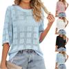 Camicette traforate tinta unita a mezza manica da donna, casual, stile Y2k, magliette in maglia, leggere, stile retrò, top estivi