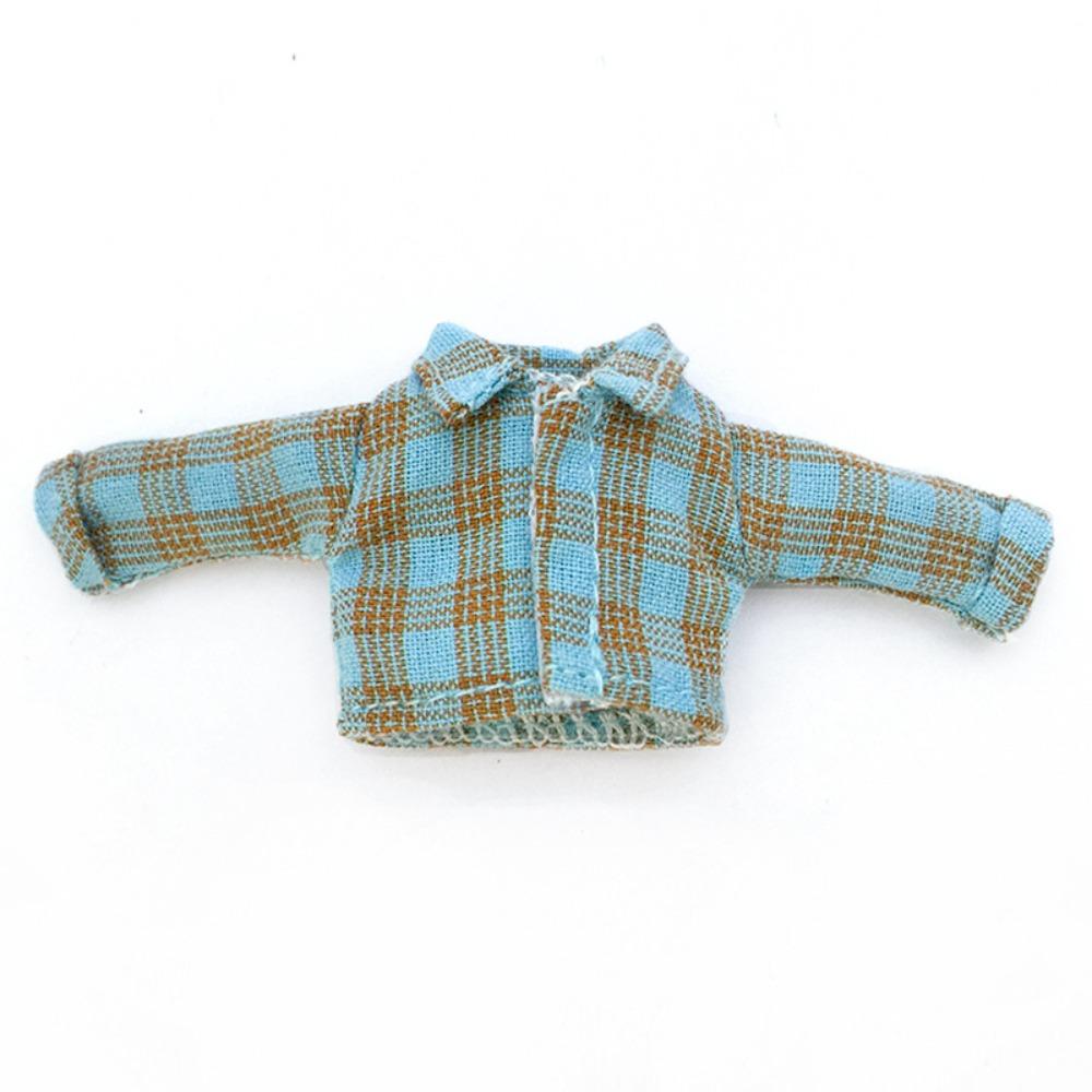 

Casual Wear Fashion Plaid Shirt Mini Doll Accessories For 1/11 Ob11 Dolls for 1/12 Bjd Dolls синий