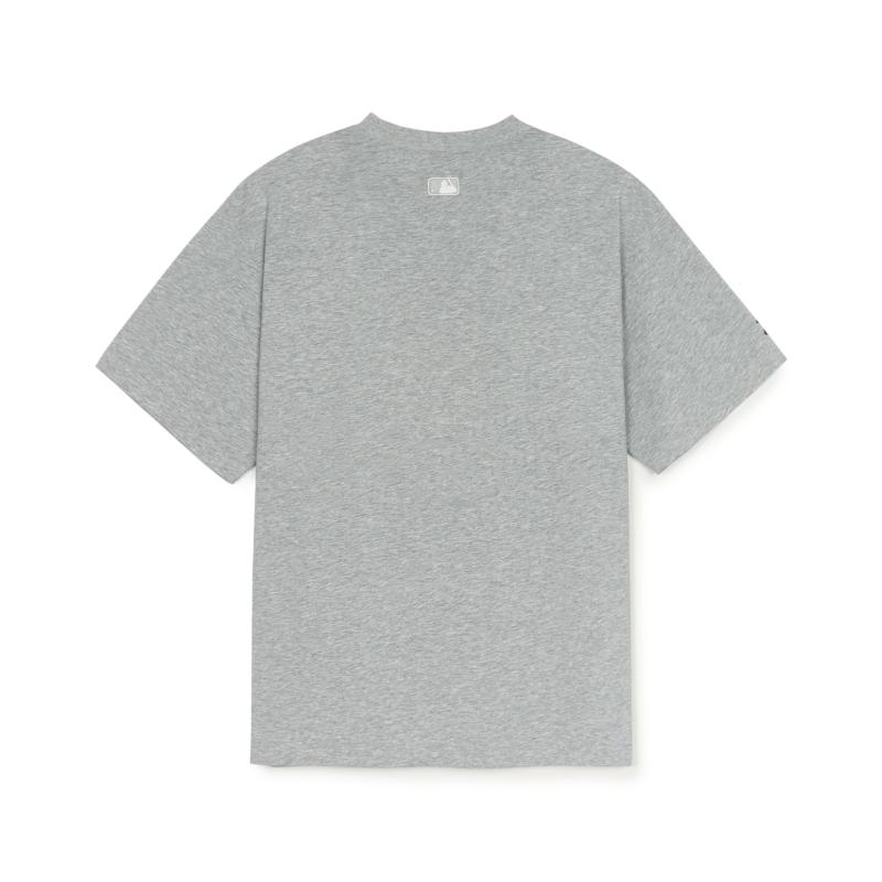 New MLB Frowning Bear Collection New York Yankees SS25 T Shirt Unisex Standard Heather Gray 3ATSE0253-50MGS