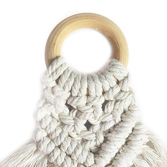 Napkin Ring Boho Style Cotton Rope Solid Wood Ring Tassel Decor Dinner Ring Handwoven Table Decoration