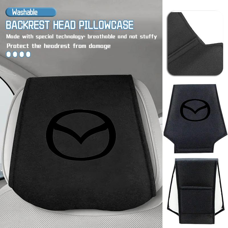Car Seat Headrest Cover Auto Logo Head Pillowcase Accessories For Mazda 3 CX3 CX4 CX5 CX7 CX8 CX9 CX30 RX7 Atenza Axela V1