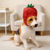 Dog Strawberry Costume Hood Hat, Soft Plush Pet Photo Hat for Halloweens Party Dressingup, Theme Event, and Quick Pullon Costume Styling