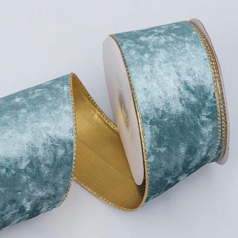 Christmas Gold-Edged Silk Velvet Ribbon for Tree Decoration