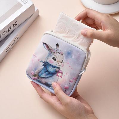 Cute PU Sanitary Pads Bag Large Capacity Multipurpose Coin Purse Mini Data Cables Organizer