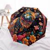 1pc Colorful Mandala Cat with Flowers Umbrella with Plastic Handle,Suitable for All Seasons Home Travel Outdoor UmbrellaDD606