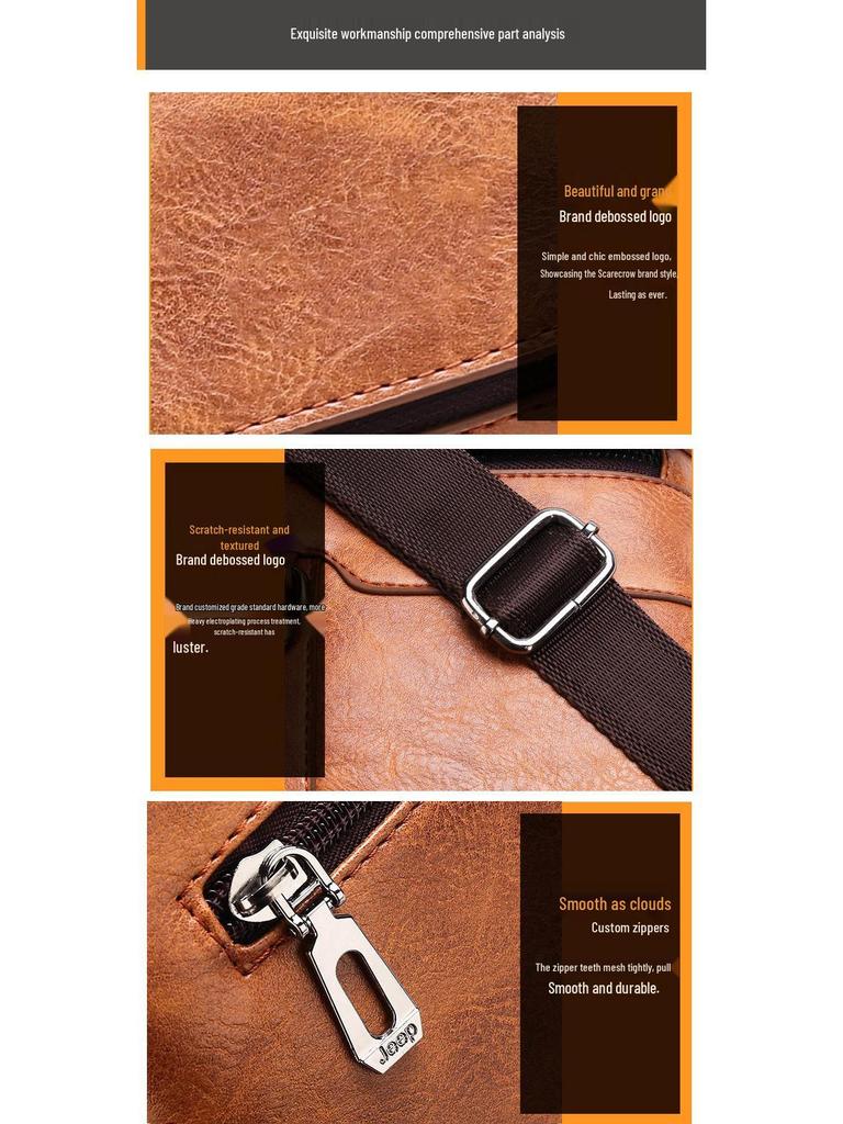 Men's PU Leather Vertical Crossbody Shoulder Bag - Business Casual Handbag and Travel Backpack
