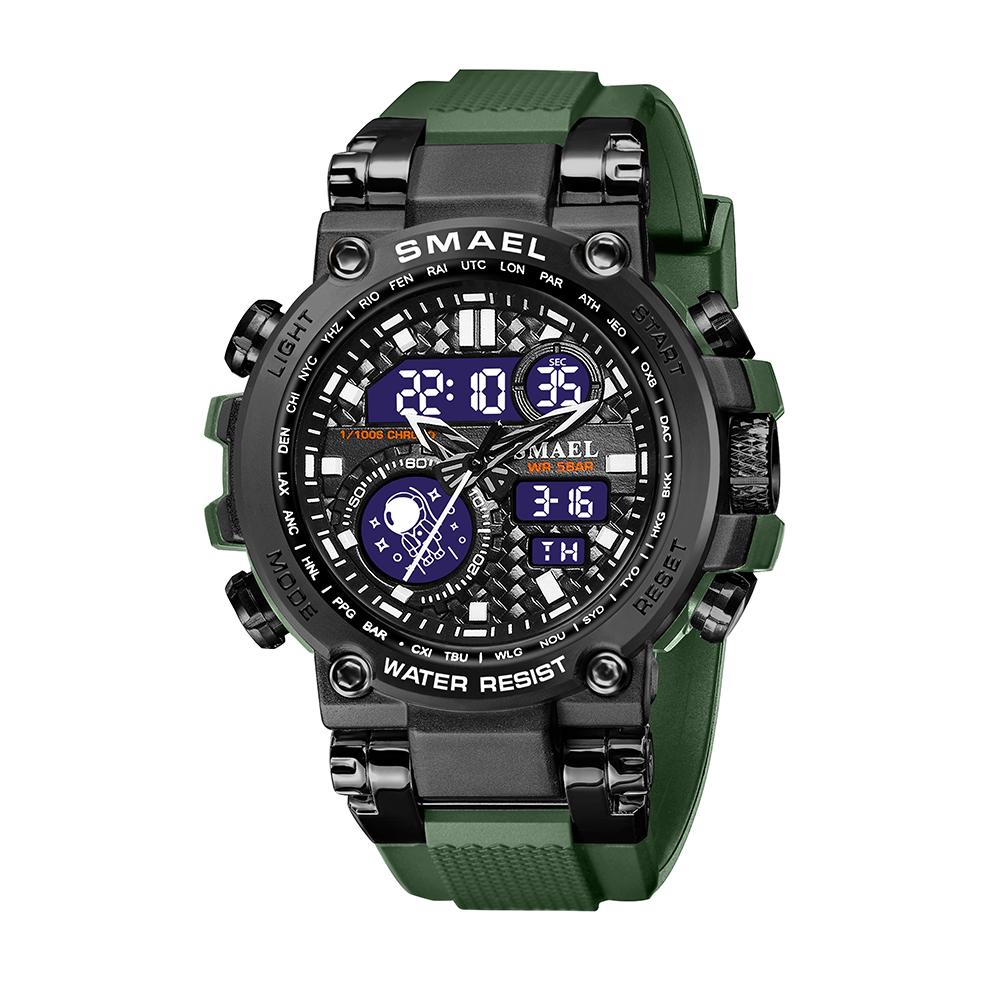 SMAEL 8093 Tactical Digital Large dial Multi functional Alloy Dual Display Waterproof Men's Sports Electronic Watch