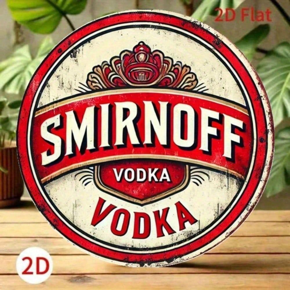 Metal Sign Wall Art Vintage Smirnoff Vodka Poster 8 Inch Round Tin Sign for Bar Retro Decor