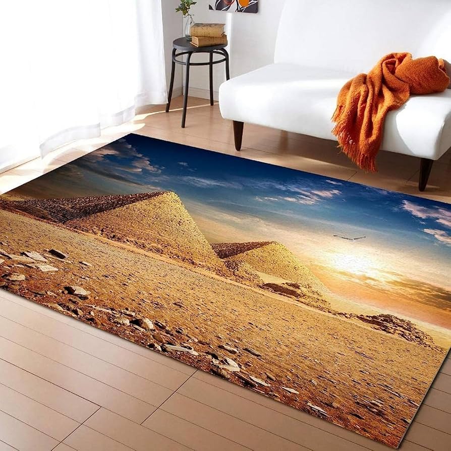 Egyptian Pyramid Famous Architecture Carpet Rug for Home Living Room Bedroom Sofa Doormat Decor,Kids Area Rug Non-slip Floor Mat