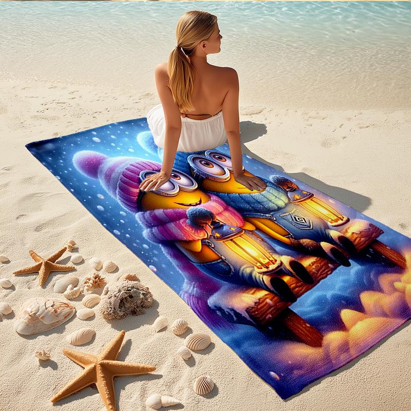 1Pc Winter Minions Friendship Beach Towel Quick Dry Multiuse For Beach Pool Gym Yoga Home Travel Christmas Halloween Xmas Gift S1256