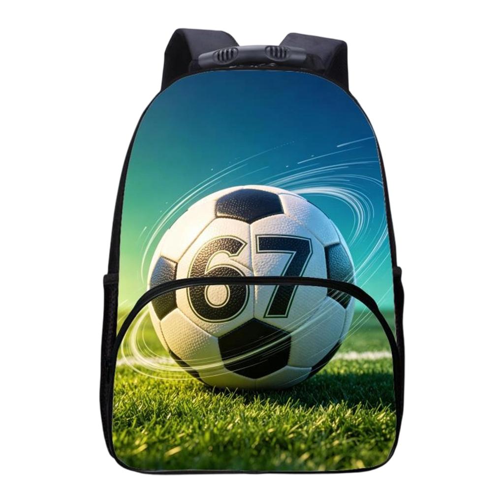 Large Capacity Soccer Print Backpack Durable School Bag with Multiple Compartments Adjustable Shoulder Straps and Front Pocket for Daily Use