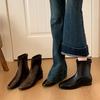 High Heel Square Head Skinny Boots Short Boots Women's Thick Heel Elastic Retro Martin Boots Short Single Boots