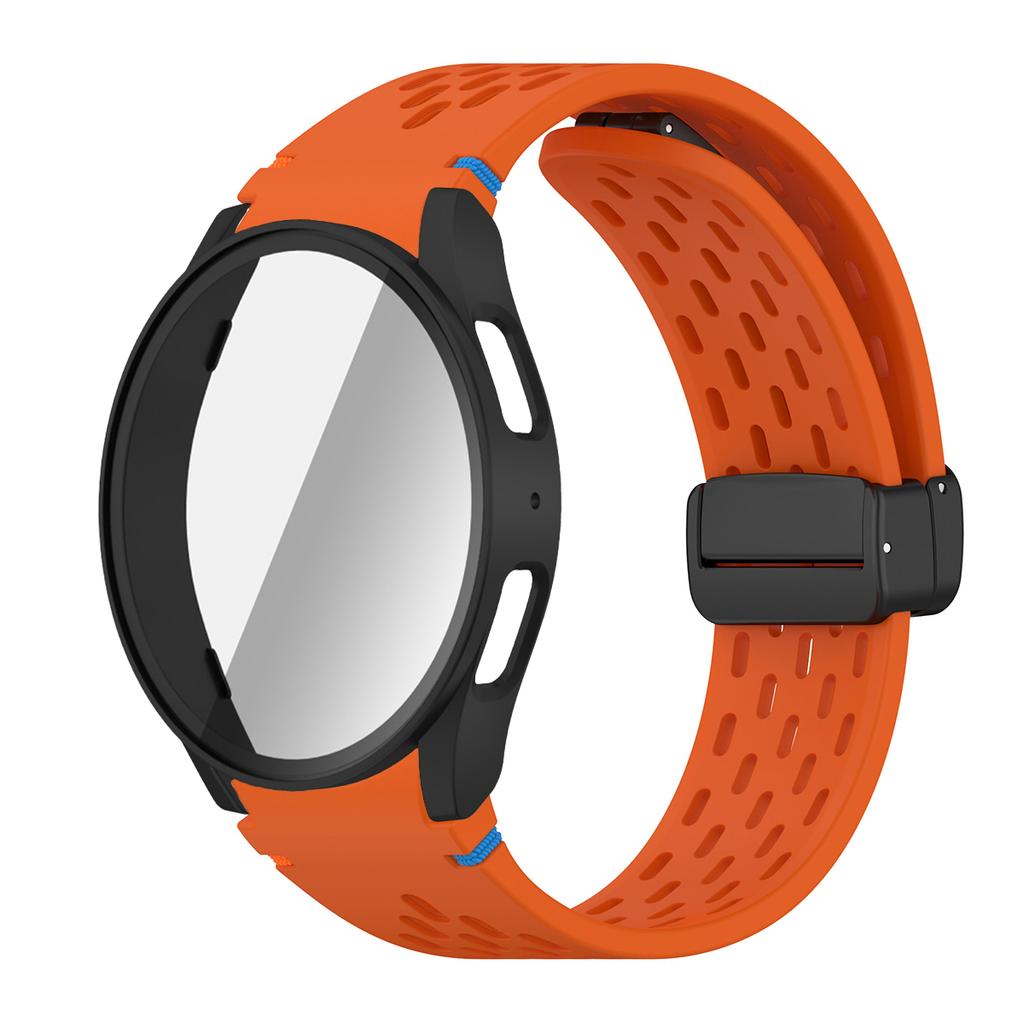 Case+Strap for Samsung Galaxy Watch 7 6 5 4 40/44mm Silicone Magnetic Band Tempered Glass Screen Film PC Protector Cover Bumper