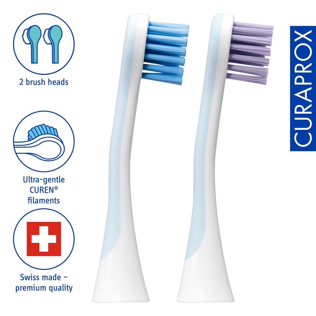 Curaprox Hydrosonic Easy Sonic Elektrische Zahnbürste Ersatz-Bürstenköpfe (STROM, 2er-Pack)