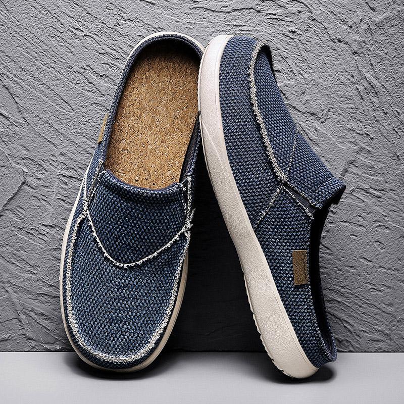Men Half Slippers Canvas Shoes Luxury Designer Slip On Shoes Summer Breathable Lightweight Dropshipping