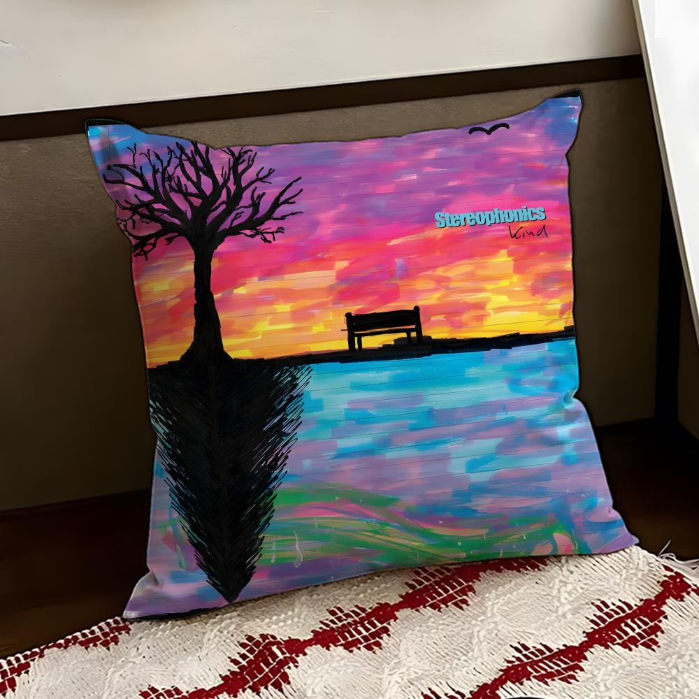 SStereophonics Band Cushion Cover Reversible Soft Durable Pillow Cover Home Car MultiScene Use for Daily Comfort