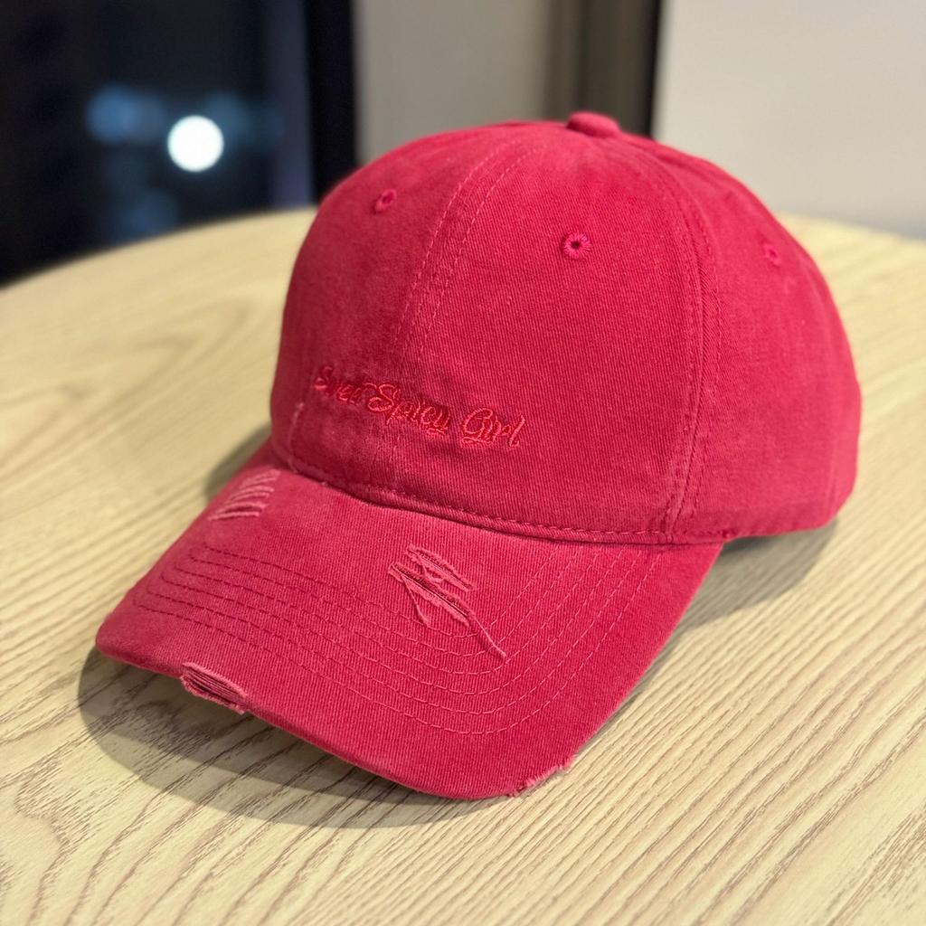 American-style trendy vintage baseball cap for women, spring/summer, distressed street style, letter embroidery, soft top, duckbill cap that makes