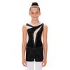 Girls Sheer Mesh Leotard Rhinestones Shorts Hair Tie Headwear Dance Figure Skating Gymnastics Outfit Set