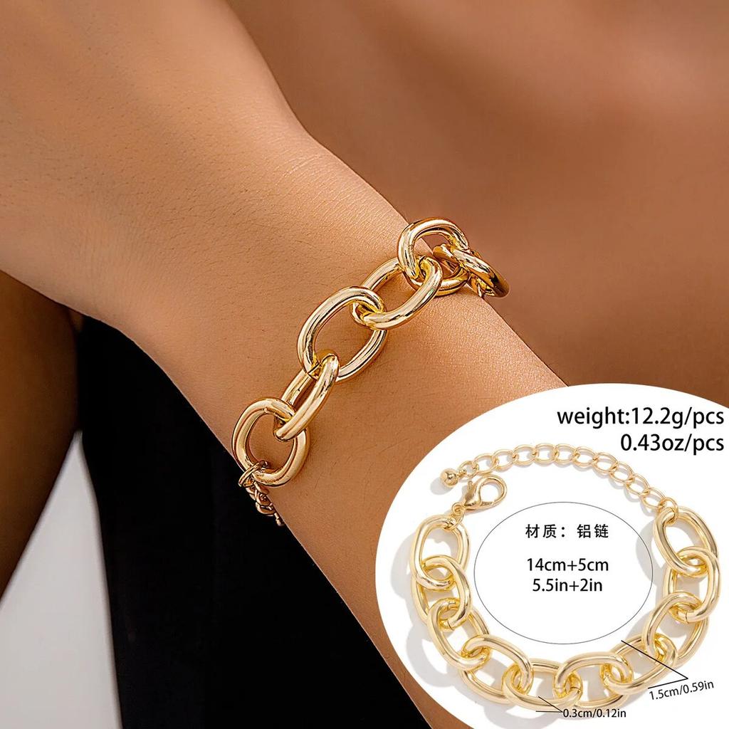 Exaggerated Cuban Curb Chunky Thick Chain Bracelets for Women Trendy 2025 Punk Lock Charm Bangles Grunge Jewelry Steampunk Men