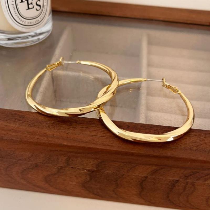 Großer Kreis 50MM Runder Spiral-Creolen Glatte Frauen Übertrieben Goldene Hyperbel Metall Großer Ohrschmuck Geschenk Aros