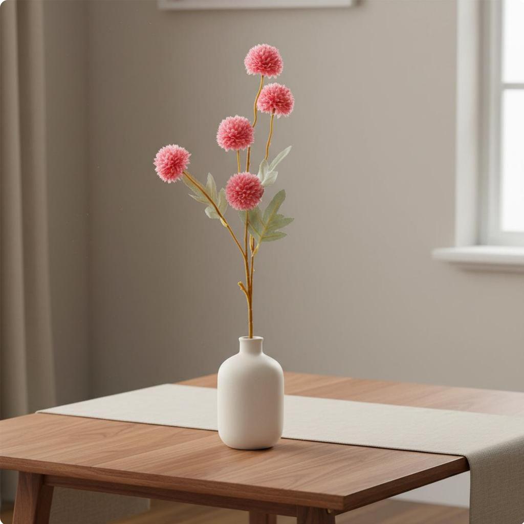 5-Head Chrysanthemum Spray Lively Hues Fake Chrysanthemum Sphere Artificial Puffball Stalk Reusable Faux Sphere Flower Stalk