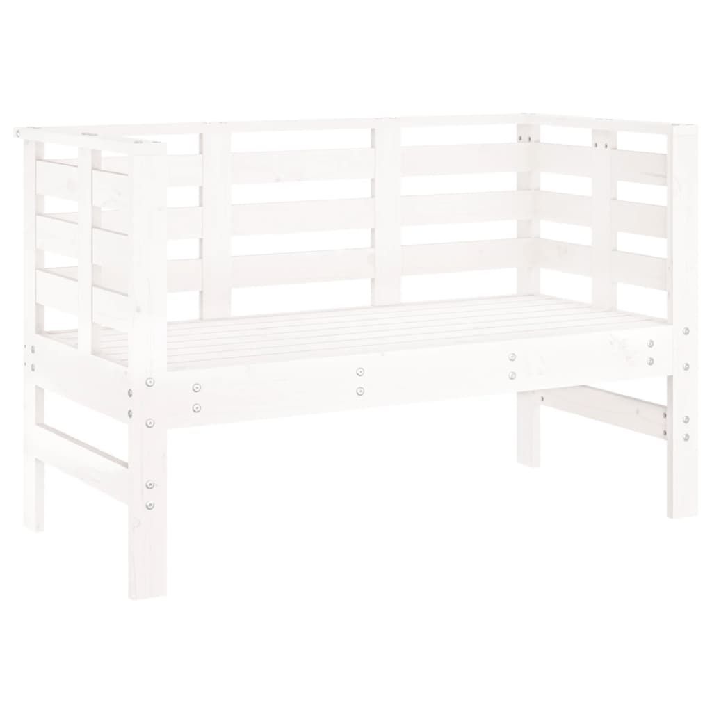 Gartenbank Weiß 111,5 x 53 x 71 cm Massives Kiefernholz