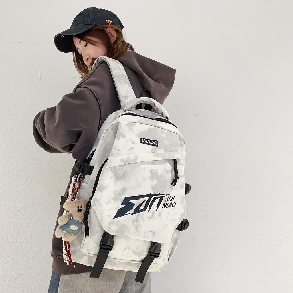 Schoolbag New Large-capacity Schoolbag Men's Trendy Cool Couple Casual Backpack Korean Version Ins Middle and High School Students Computer Backpack