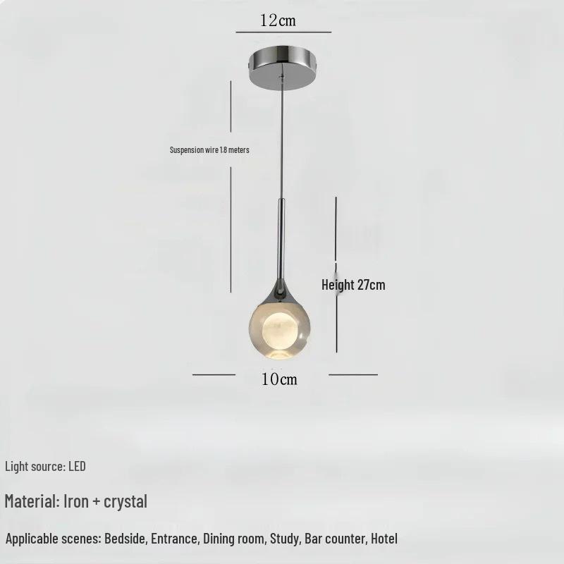 Modern Minimalist Crystal Pendant Light for Bedroom, Dining, and Living Room
