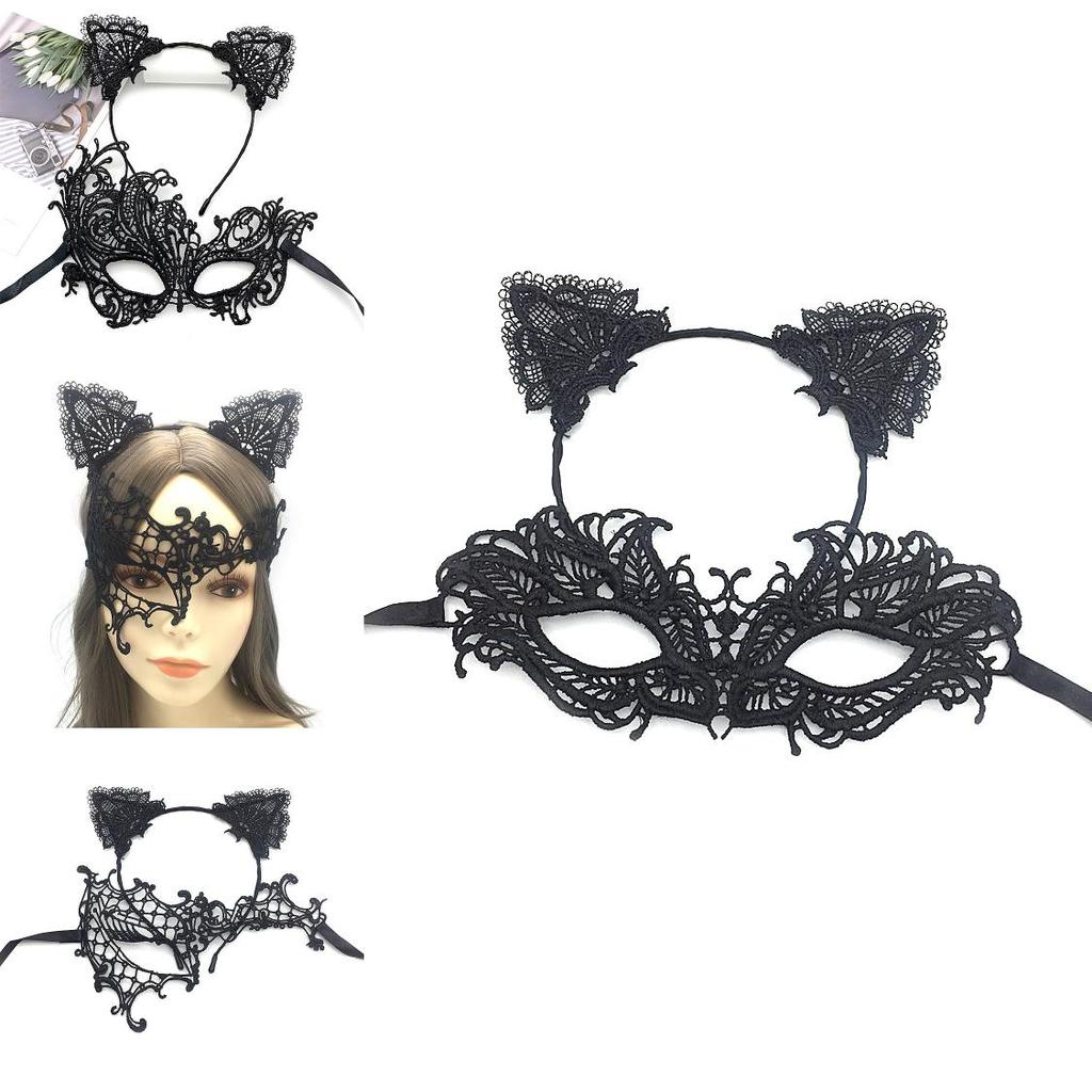 Kostüm-Stirnbandmaske mit schwarzem Spitzenmaterial für Halloween-Partys und Cosplay-Veranstaltungen