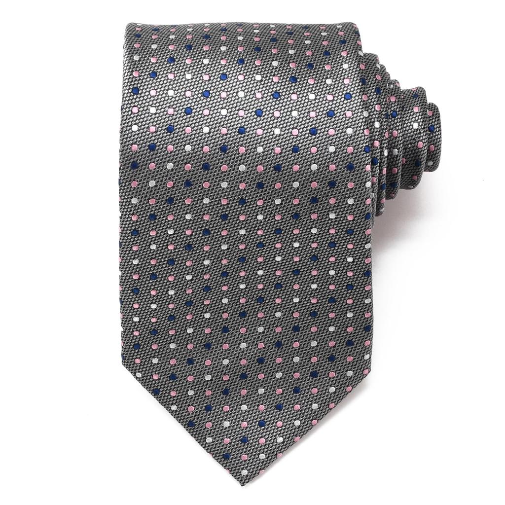 [MICHIKO LONDON] Michiko London Brand Necktie, Made In Japan, Nishijin-ori Silk, 100% Jacquard Weave, Dot Pattern (Pattern B: Gray)