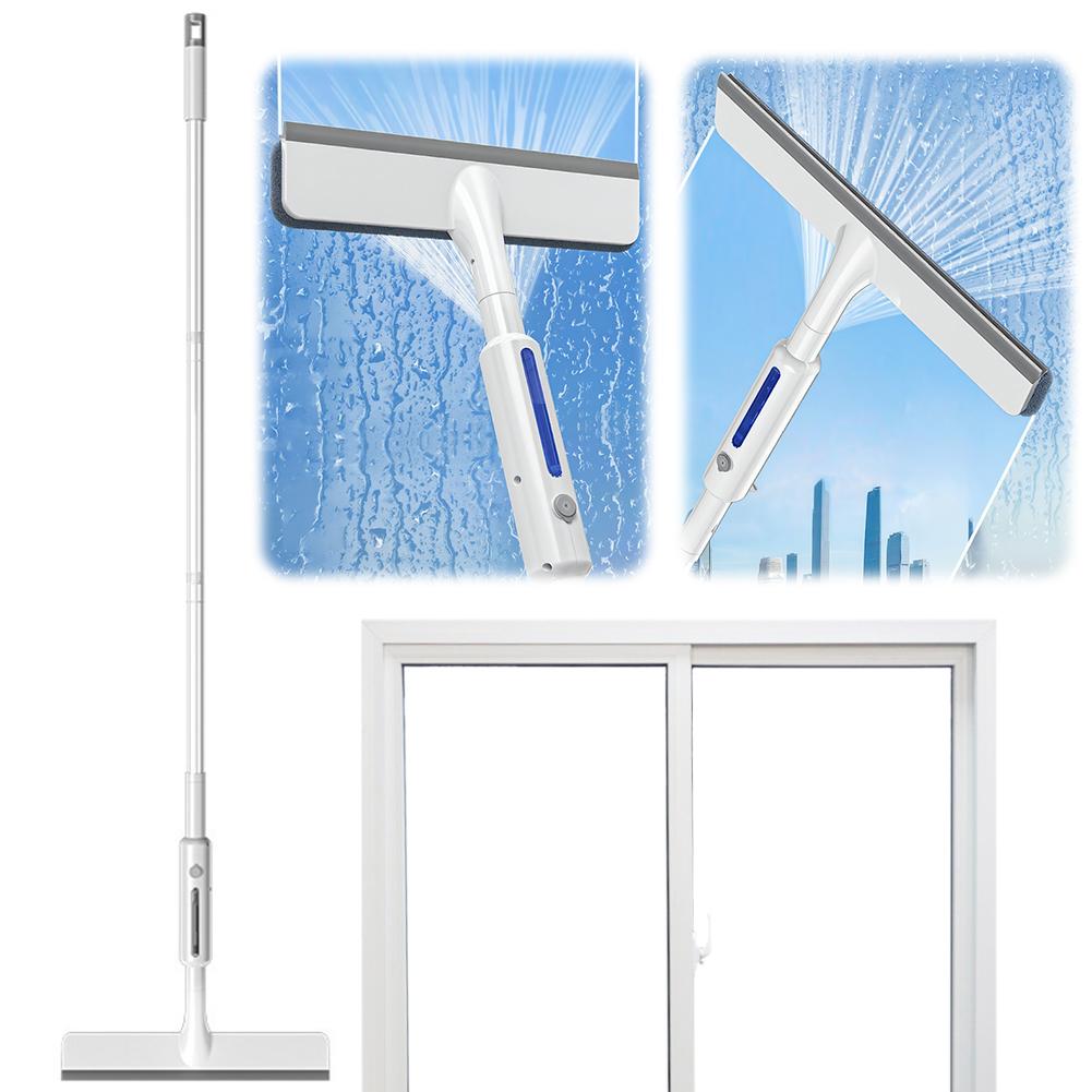 2-in-1 Window Squeegee Cleaner with Extension Pole Window Cleaning Squeegee Kit Glass Cleaning Tools for Tight Corners and Edges