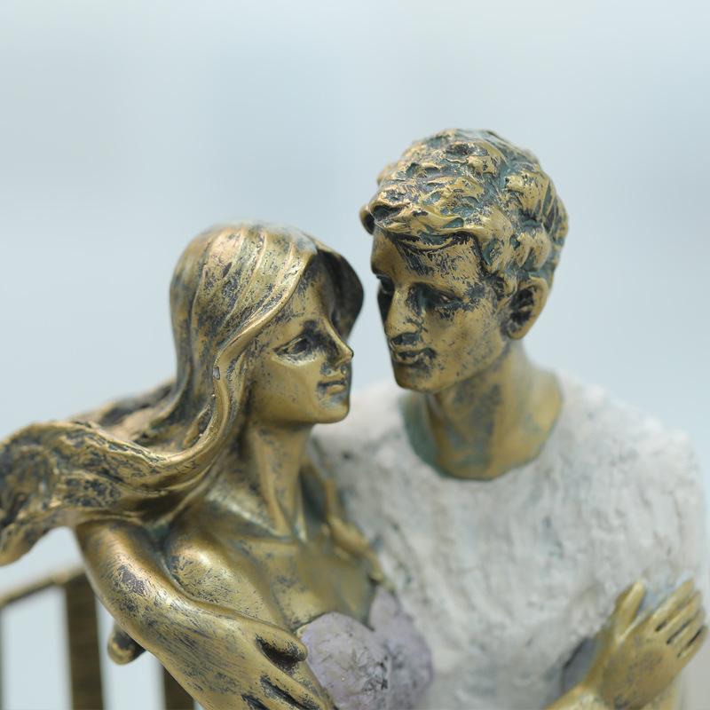 Evropský styl Retro Kreativní Pár Pryskyřice Imitace Bronzu Figurka Socha Ornament Domácí Obývací Pokoj Pokoj Dekorace Forma