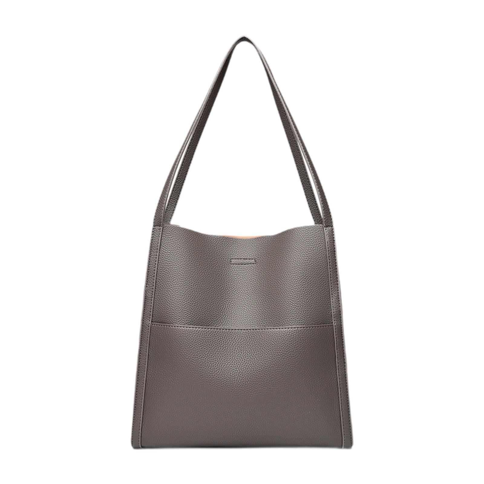 

Women s Leather Shoulder Bag Ladies Casual Shopping Bag Satchel Travel Tote Bucket Bag for Outdoor Commuting Work Vacation серый