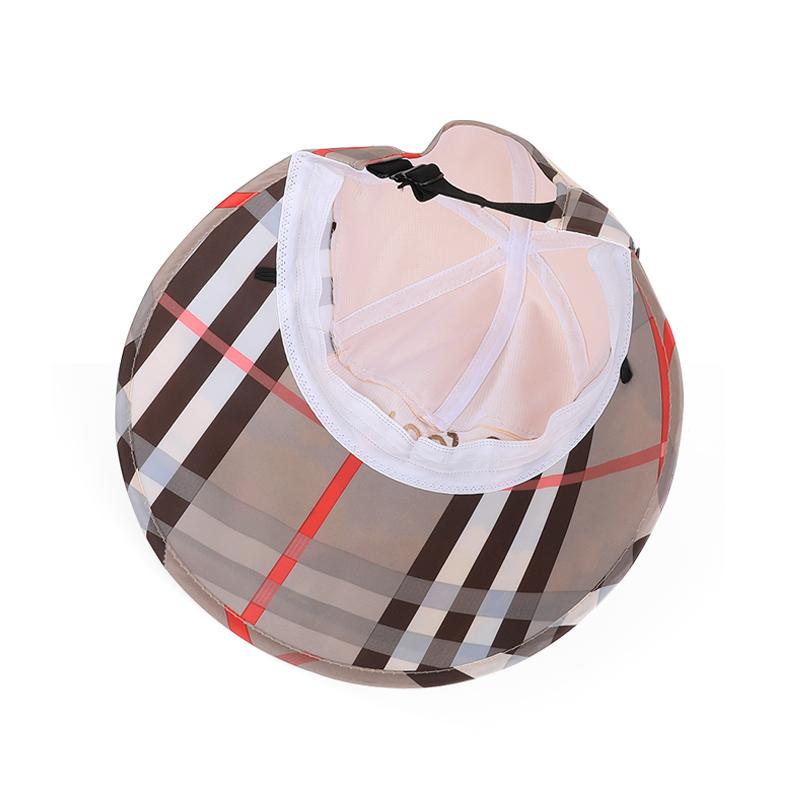Cappello da sole estivo a tesa larga da donna, cappello da sole a quadri alla moda e versatile, cappello da sole per il tempo libero all'aperto e i viaggi