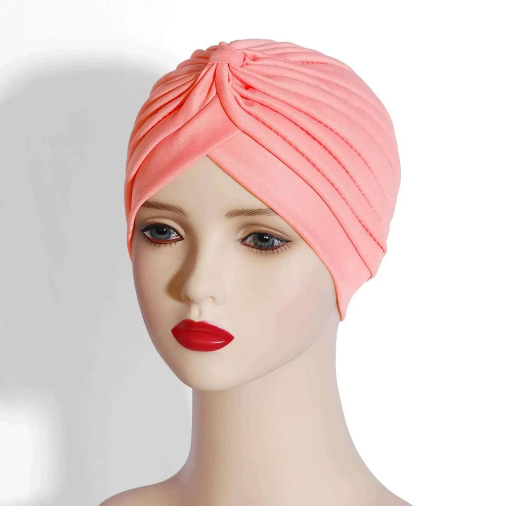 New Women Solid Color Hijab Turban Cancer Beanie Bonnet Inner Hijabs Cap Hair Loss Chemo Hat Elastic Head Cap Muslim Indian Hat