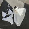 3-piece Beachskirt Swimsuit Women Solid Color Ventilate Bikini Sexy Triangle Cup Lace-up Backless Low Waist Bathing Suit
