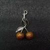 Golden Crystal Cherry Keychain Car Keyring Pendant for Women's Bags