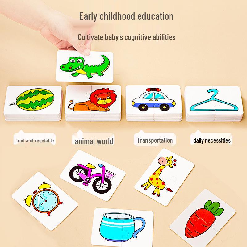 Handmade Educational Matching Cards & Puzzles for Toddlers (Ages 1-3) - Boost Literacy & Intelligence for Boys & Girls
