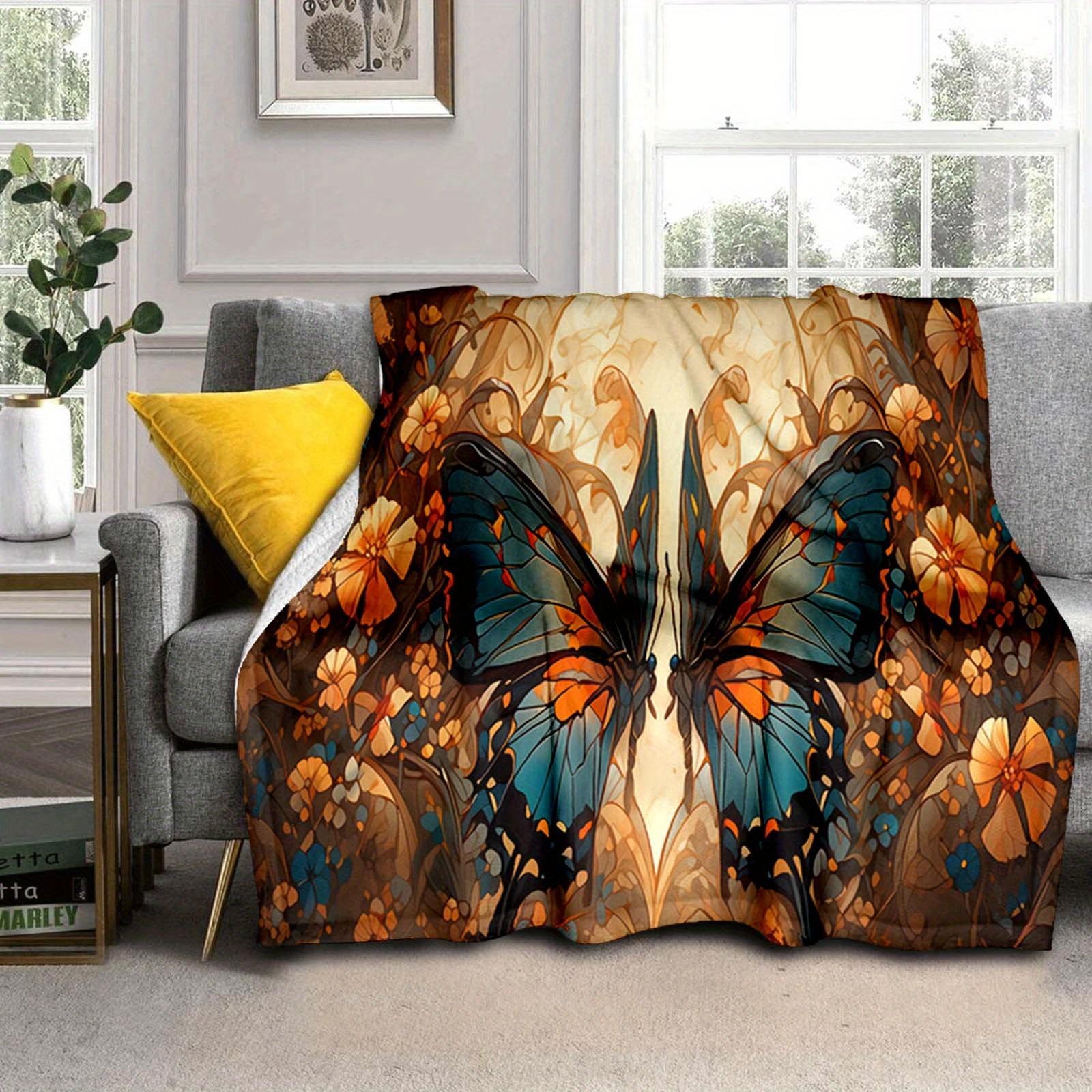 

1pc Beautiful Two Butterflies Blanket,Soft And Comfortable Blanket, Travel Sofa Bed, Office Home Decor, Birthday Gift Blanket, Boys, Girls 130cmx150cm