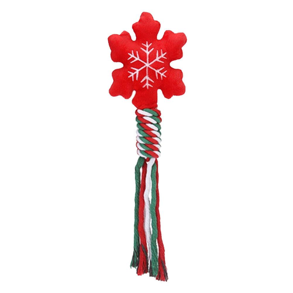 Christmas Pet Dog Chew Toys Braided Cotton Rope Santa Xmas Tree Snowman Gift DH