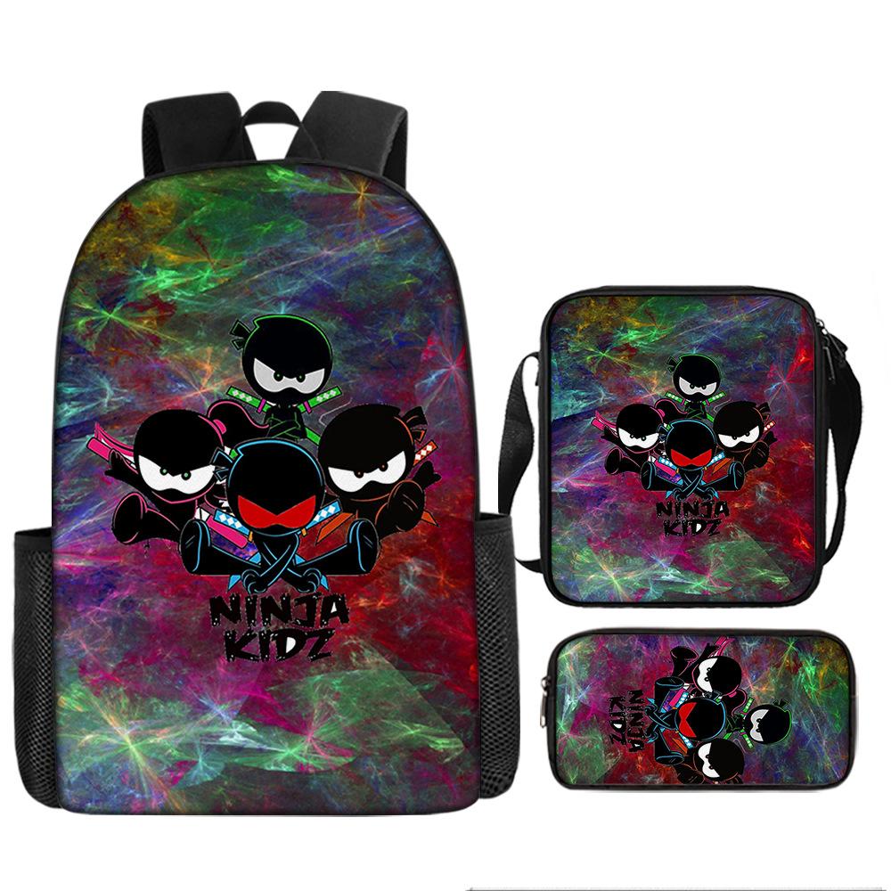 NINJA KIDZ 3-delige Set Kinder Schoolrugzak met Schoudertas Etui Schooltassen voor Jongens Meisjes Beste Cadeau