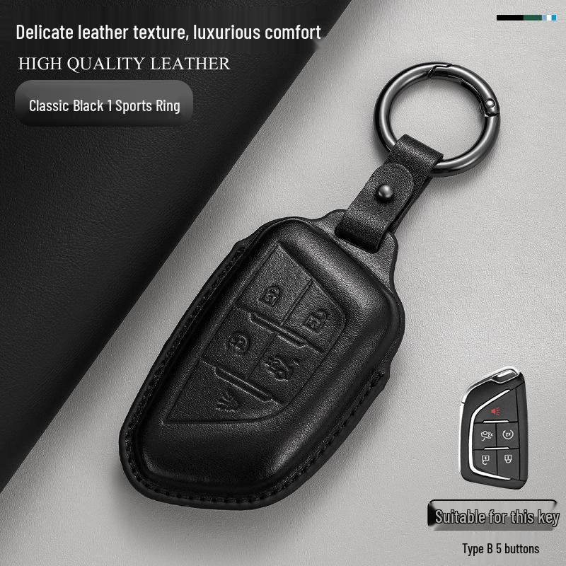 Genuine Leather Key Case for Cadillac: Compatible with CT6, XT5, XT4, XT6, CT4, CT5, XTS, GT4, and ATSL Models.