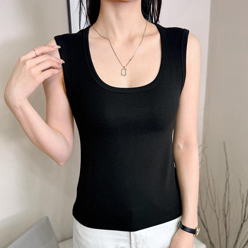 Elegant U-neck Sleeveless Stretch Vest - Fashionable Summer Slim-fit Base Layer