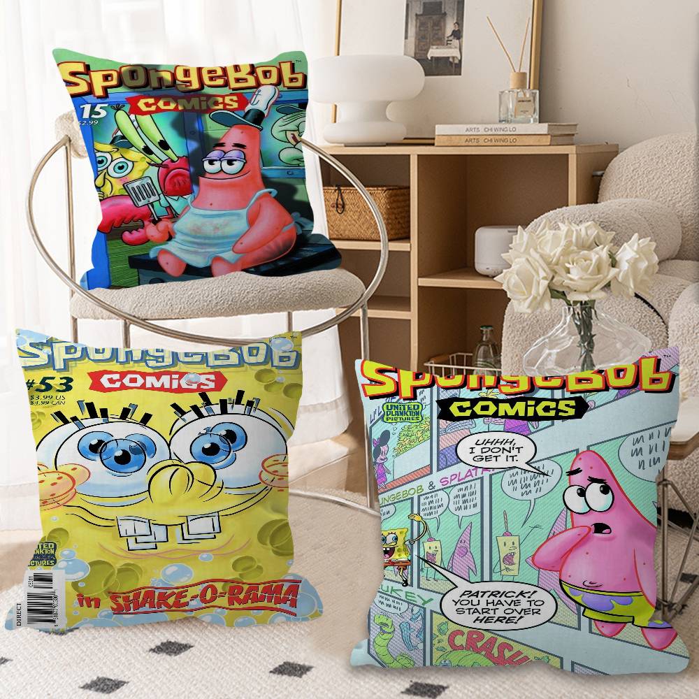 S-Sponge B-Bob Anime Pillow Cover For Bedroom Room And Living Room Sofa Decorative Cushion Cover