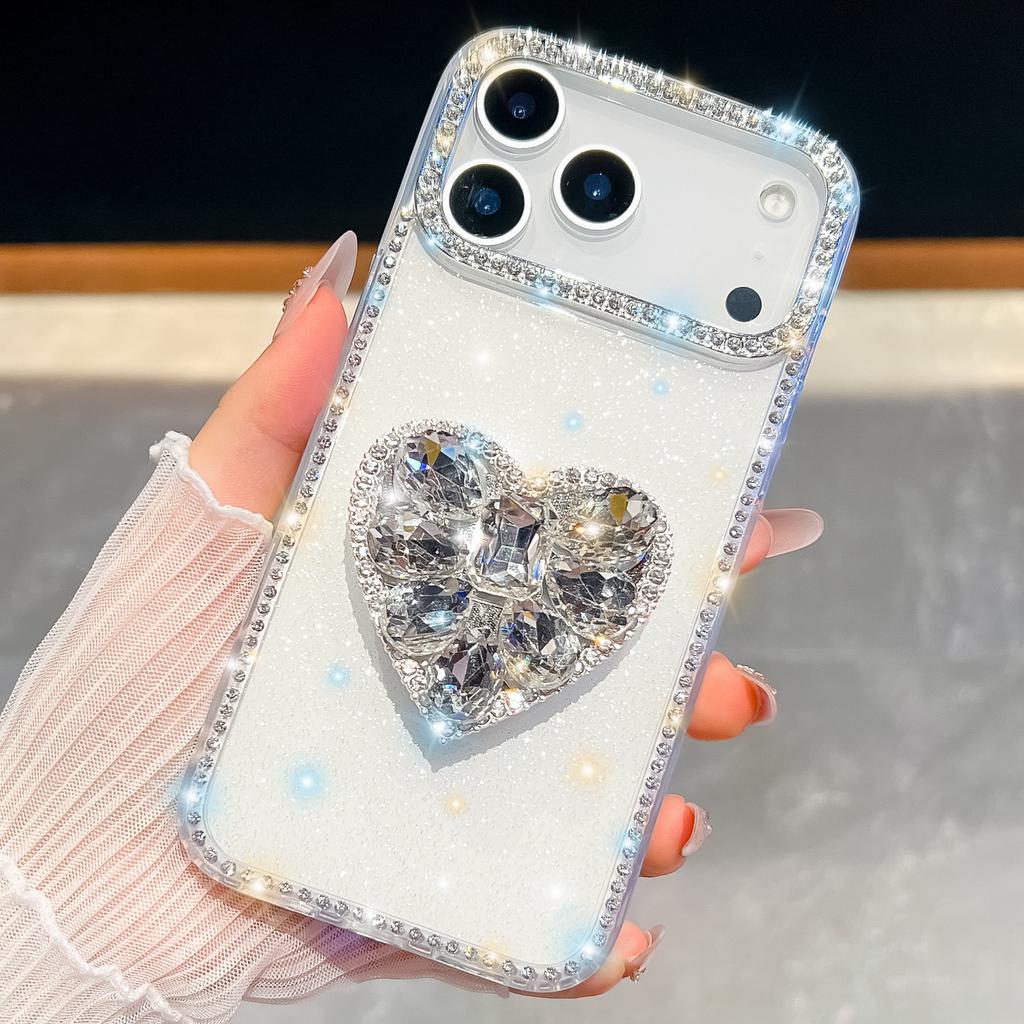 Gem Love Ständer für IPhone17Air Handyhülle für Apple 16E Diamant Glitzerpuder 15Promax