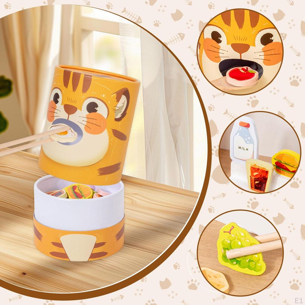 Animal Feeding Game Playset Pretend Food Play Set Spoon Practice Fine Motor Learning Wooden